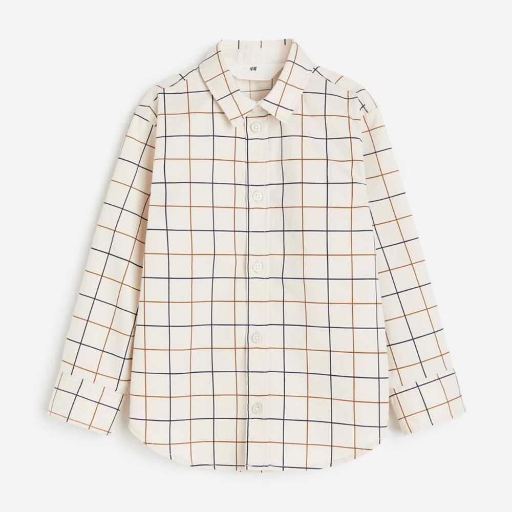 💜2/$30 H&M Cotton Shirt - Cream and Blue